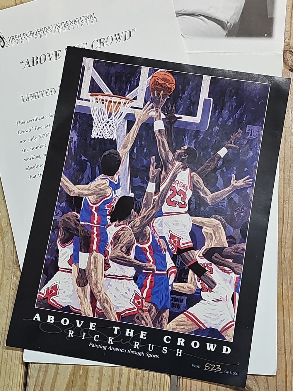 Michael Jordan "Above The Crowd" Rick Rush LTD ED Vignette #'d out of 5000 Bulls